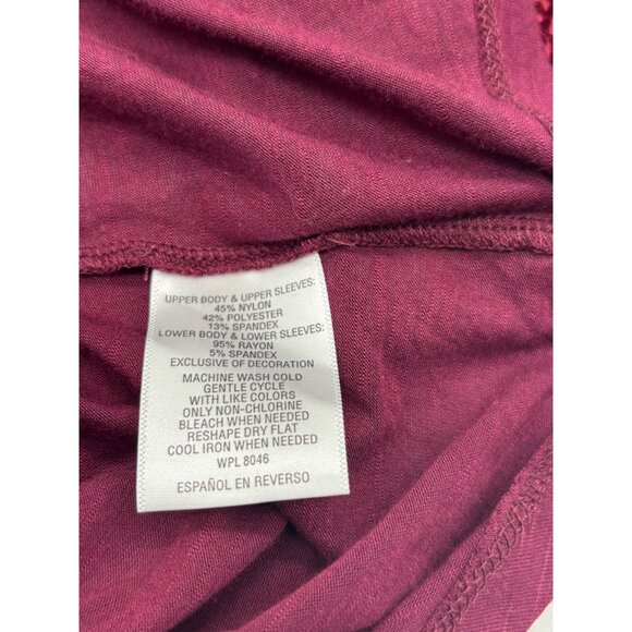 Style & Co Petite Velvet-Trim Blouse, Scarlet Wine, Sz. PM - Picture 8 of 11